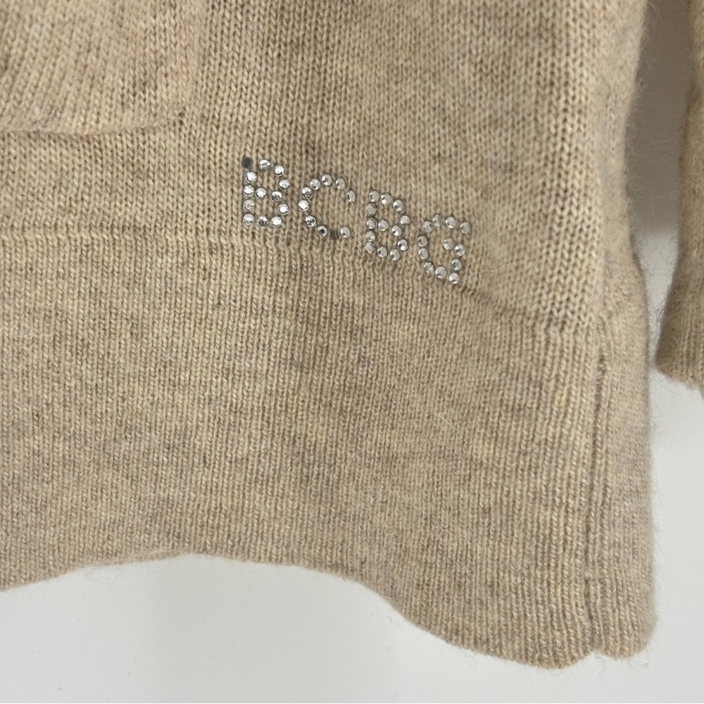 BCBG MAXAZRIA V-neck Sweater Angora/Wool/Nylon Women Size XL‎ Tan Tunic Pockets - Picture 6 of 11